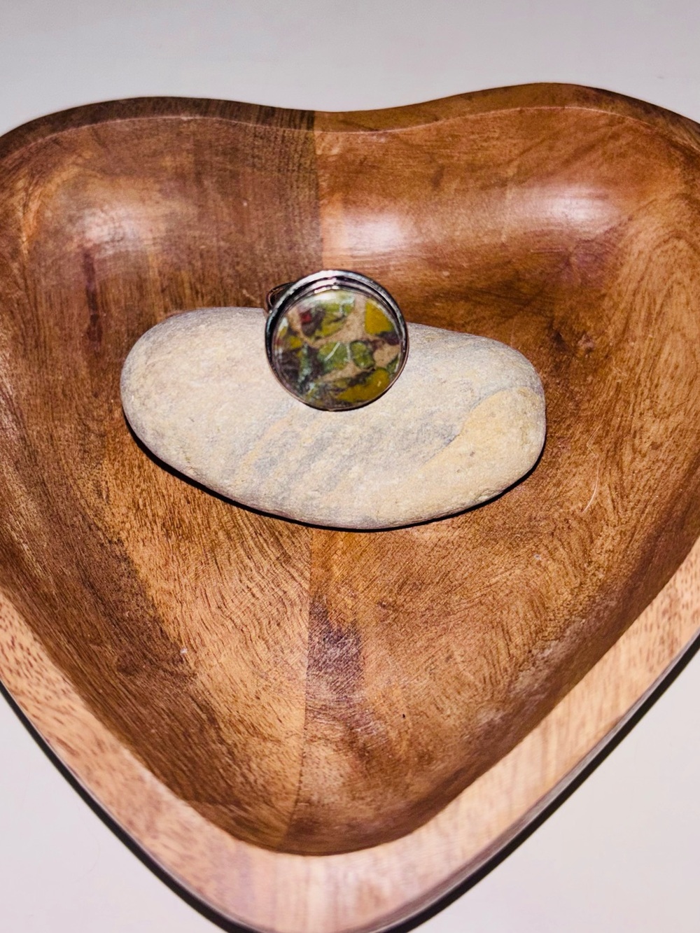 Round Multicolor Stone Ring | Earthy Mosaic Boho Style